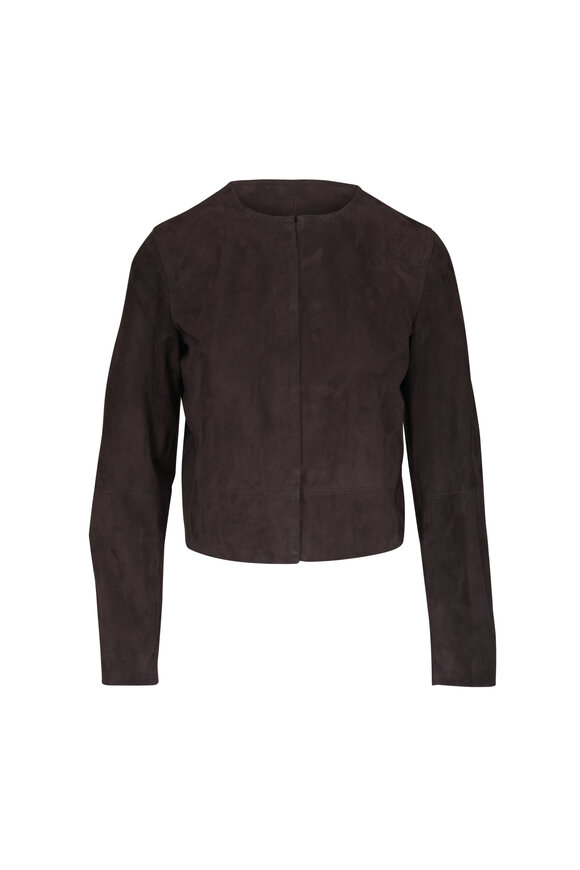 Vince Iron Suede Collarless Cropped Jacket - view 1