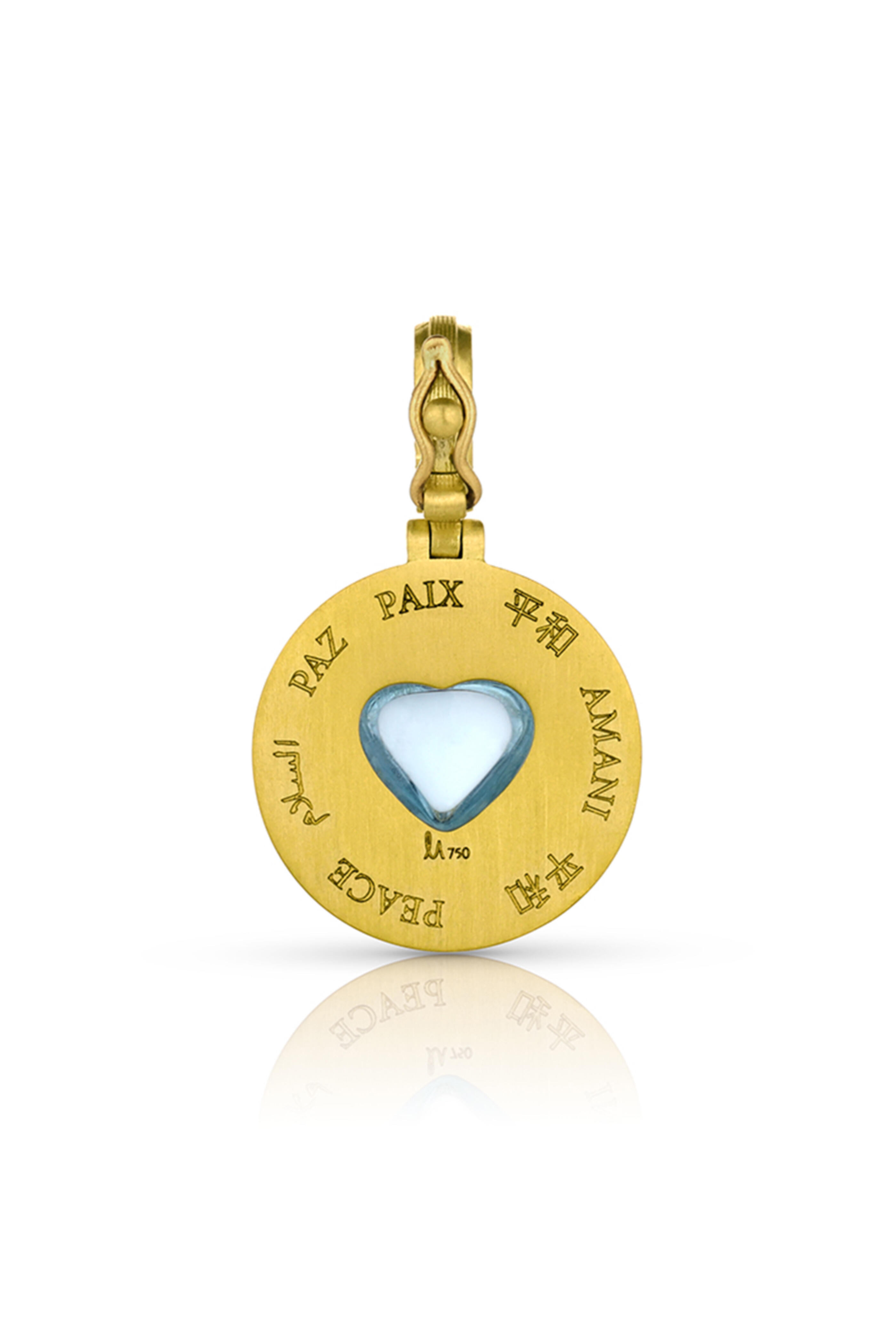 Leigh Maxwell - 18k Yellow Gold Small Amani Pave Disk Pendant - view 2