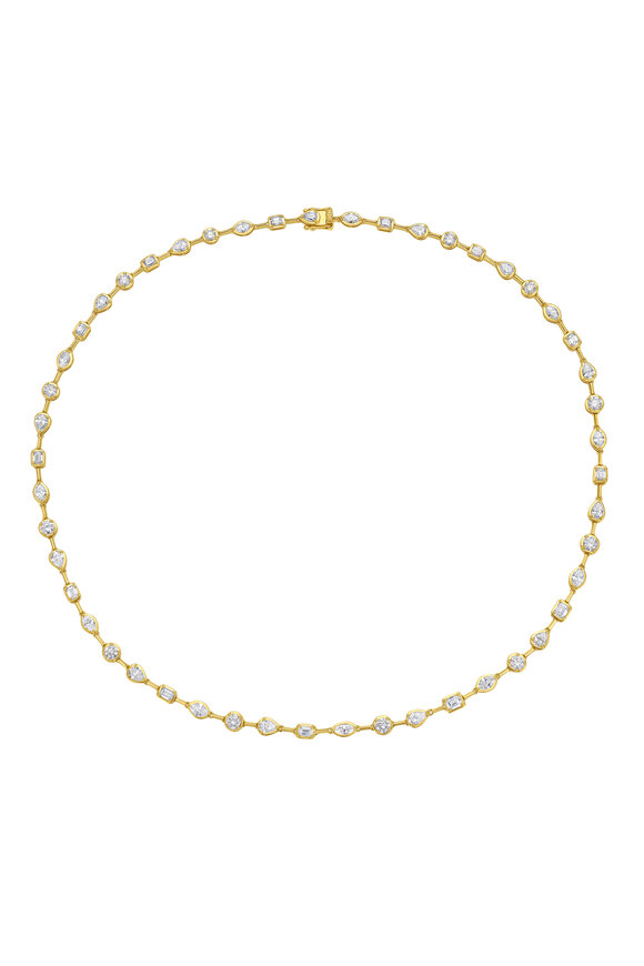 Ruchi 18k Yellow Gold Bora Diamond Tennis Necklace - view 1