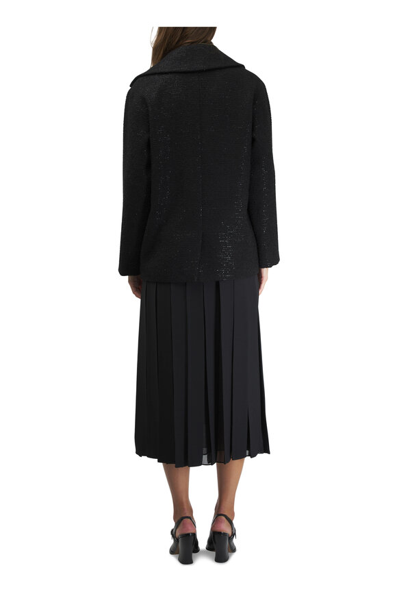 Lafayette 148 New York - Black Wool & Silk Box Pleat Midi Skirt