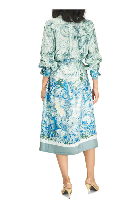 Rani Arabella Green Floral Botanical Silk Dress - view 4