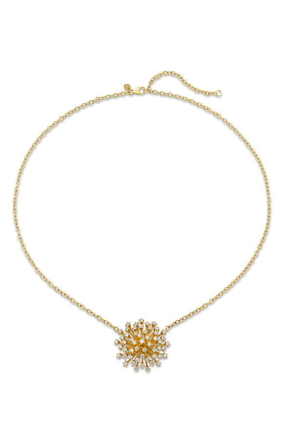 Sydney Evan Gold & Diamond Large Desert Flower Necklace - view 1
