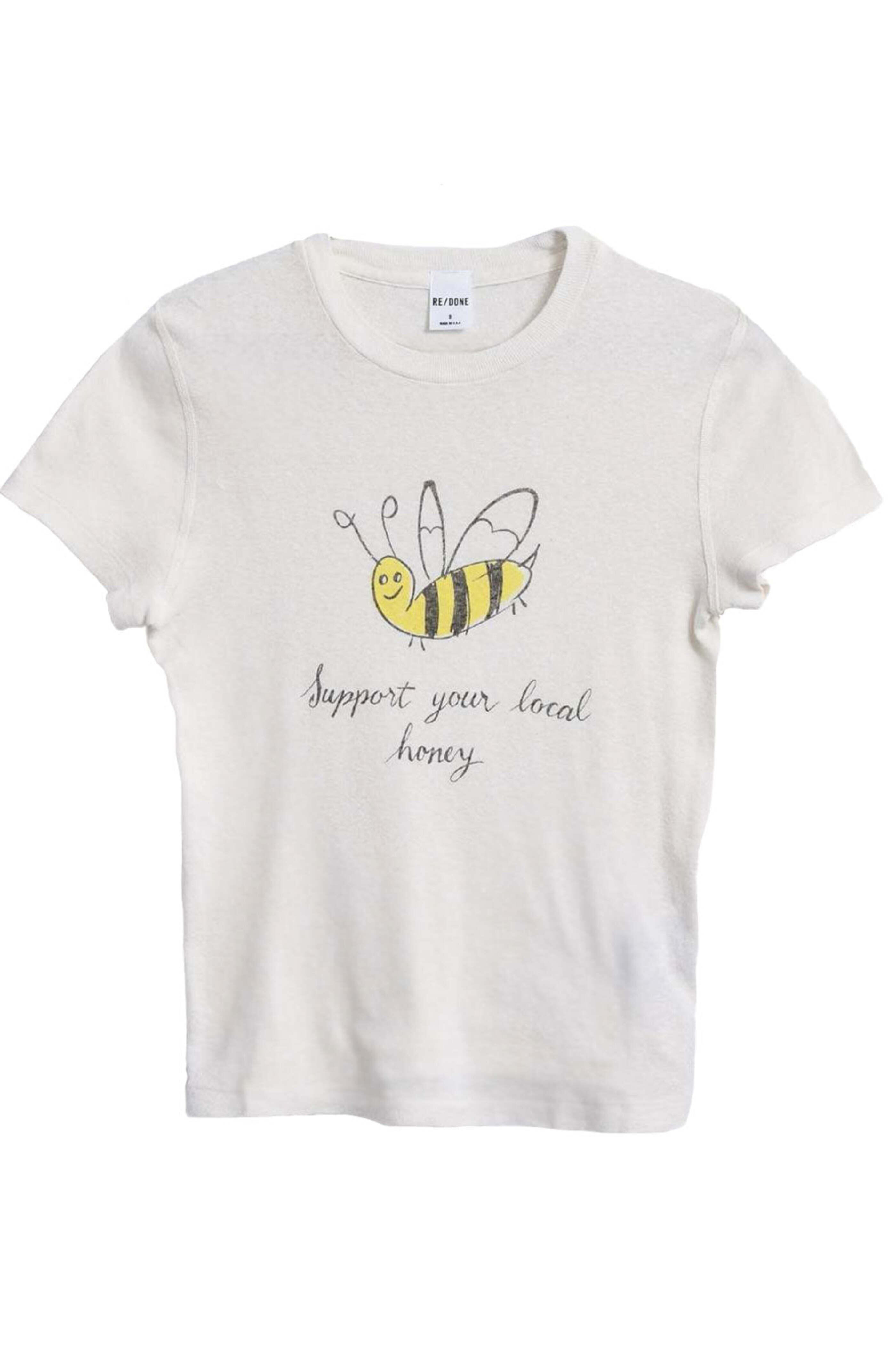 Re/Done - 90s Baby Tee Local Honey in Vintage White