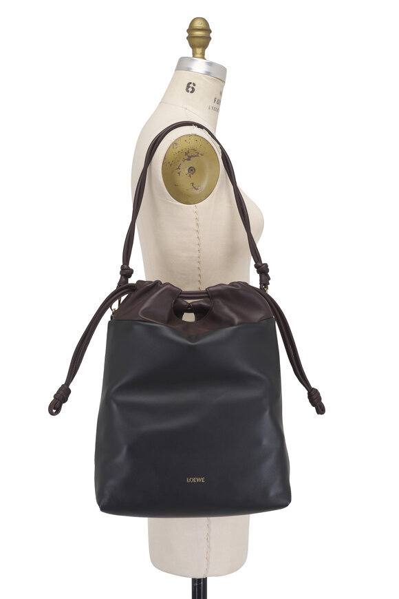 Loewe Flamenco Black & Dark Brownie Leather Tote - view 8