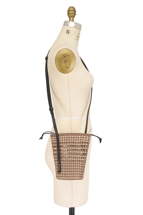 Loewe Braid Pocket Khaki & Natural Bucket Bag - view 6