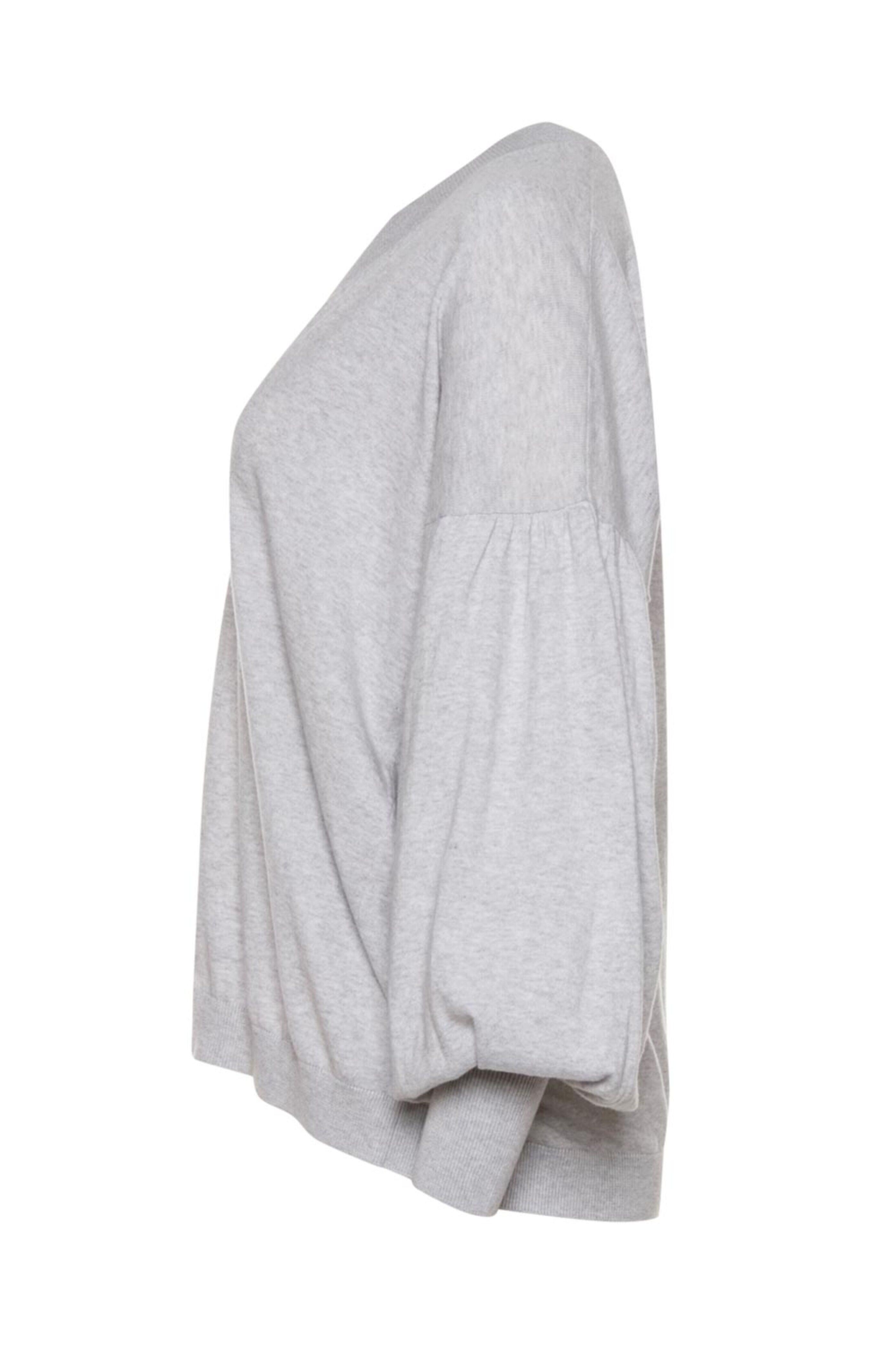 Nude - Pearl Grey V-Neck Balloon Sleeve Sweater