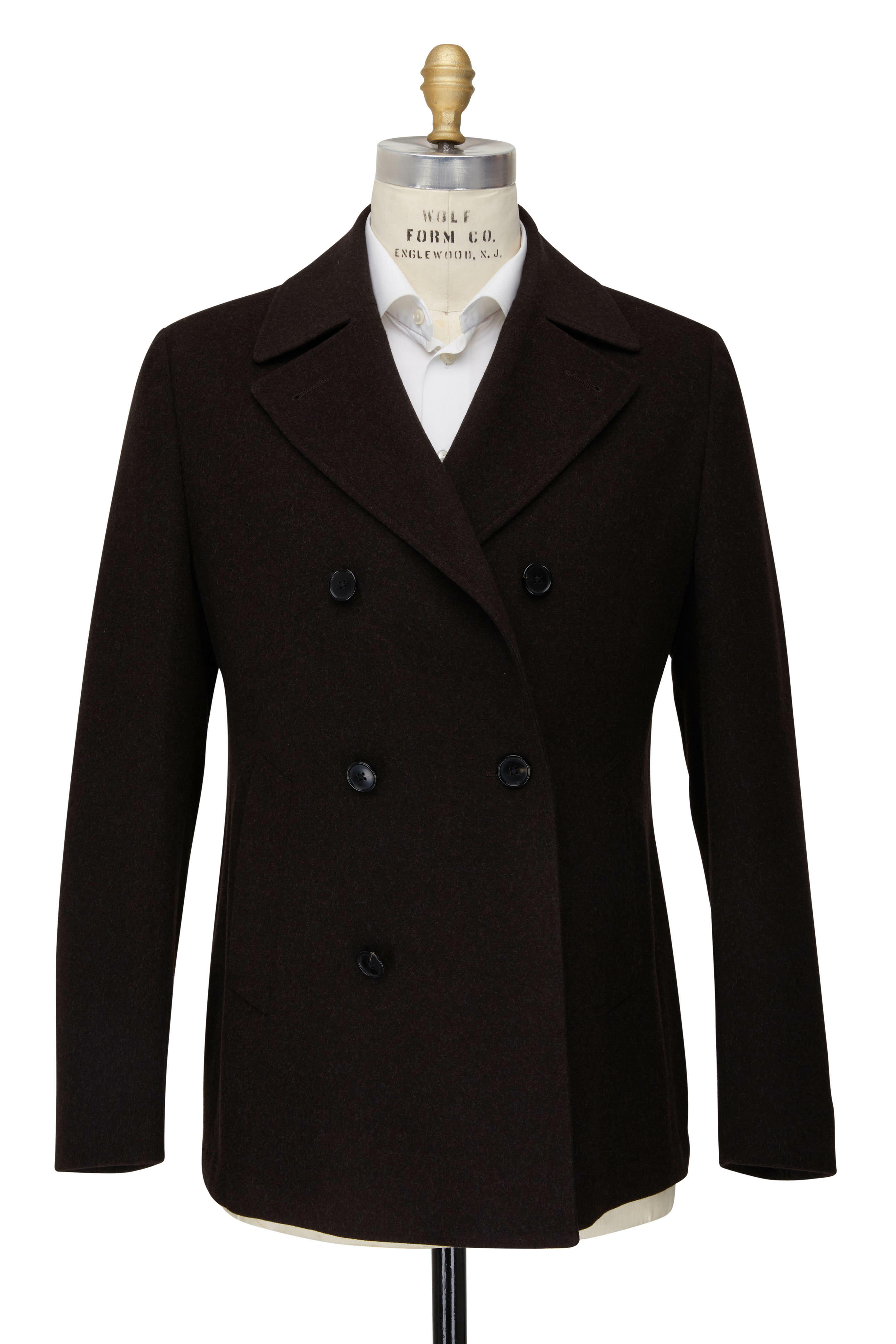 Corneliani - Brown Wool Double-Breasted Peacoat