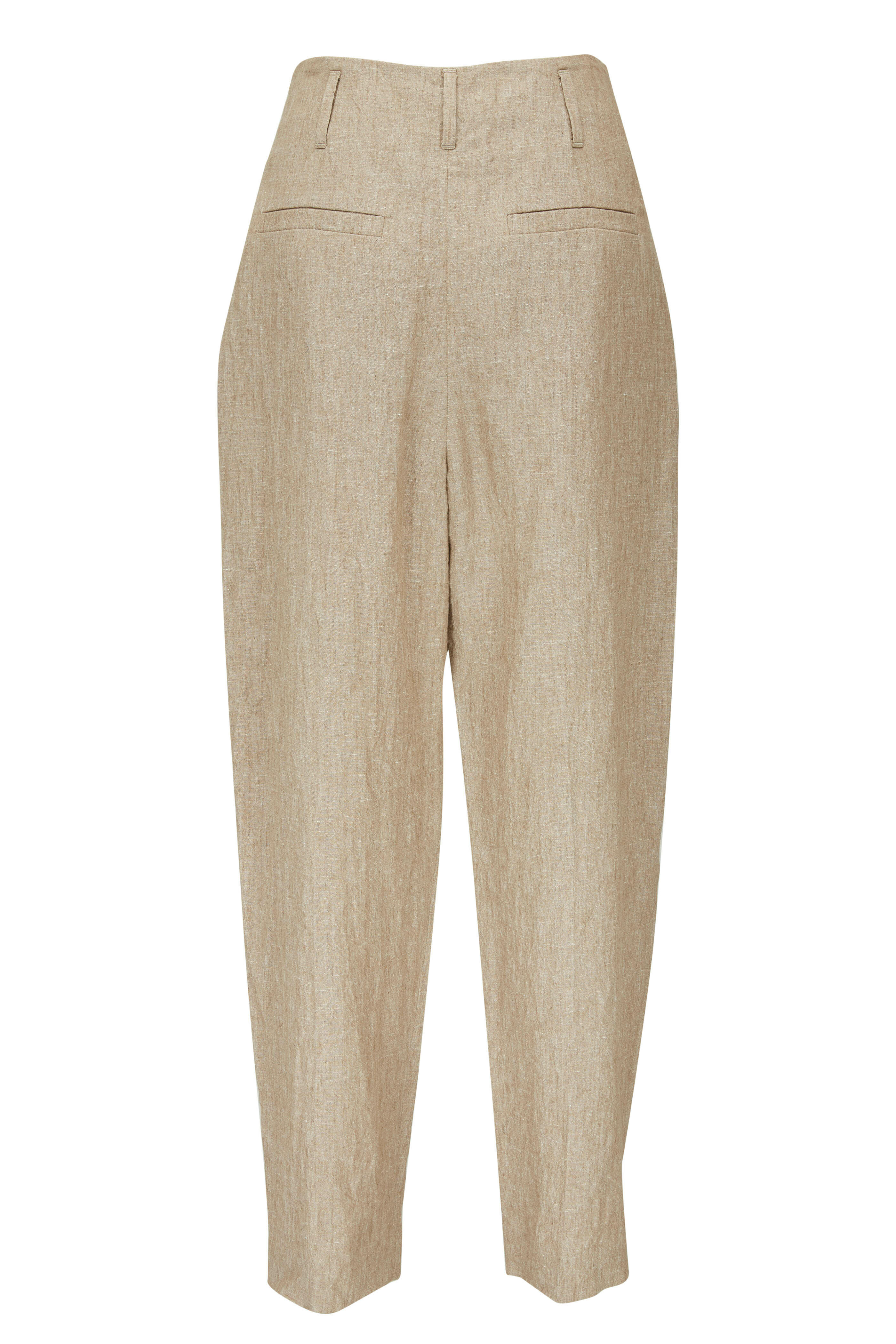 BRUNELLO  CUCINELLI カジュアルパンツ38 Brunello Cucinelli - Nutmeg Linen Pleated High-Rise Pant
