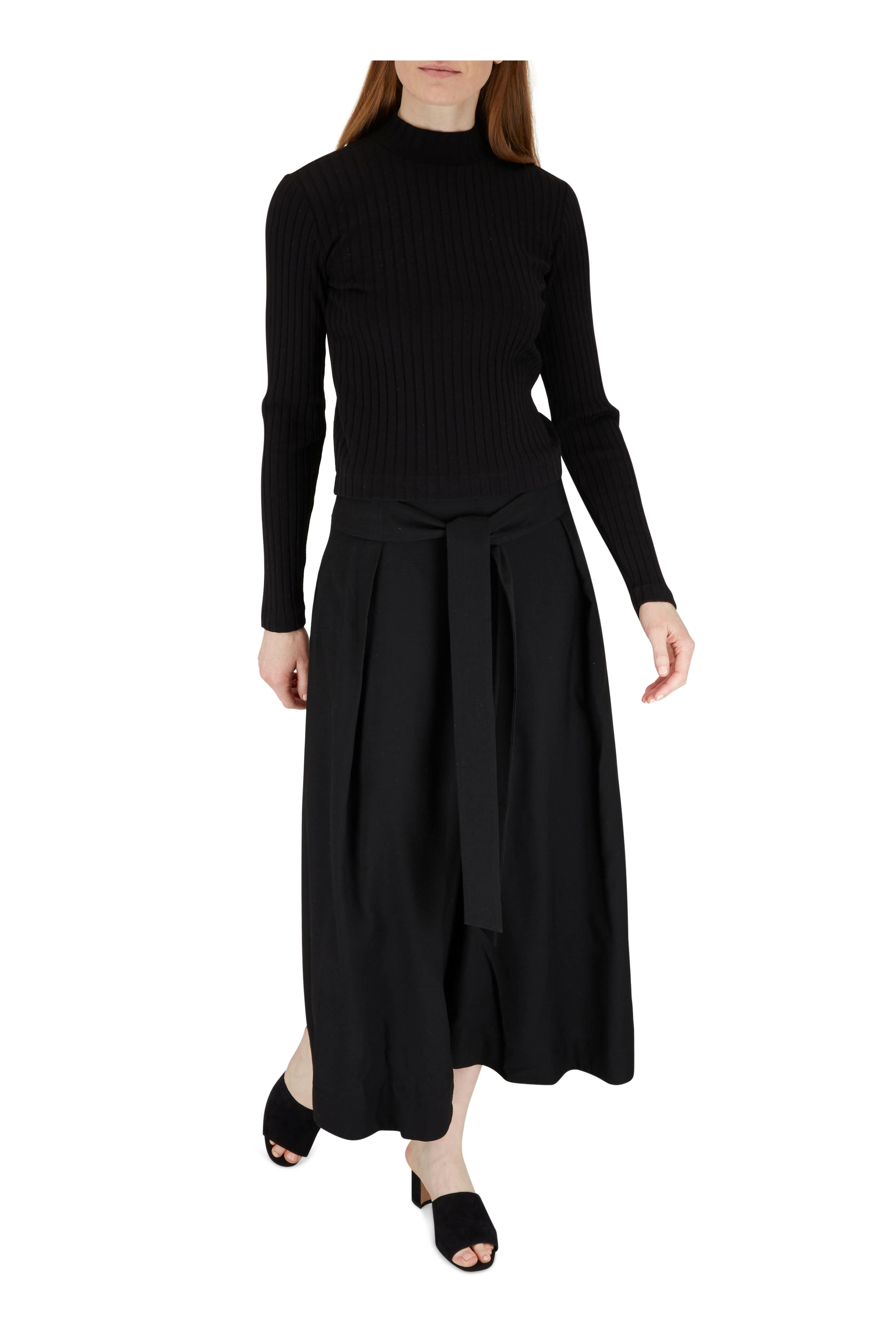 Vince - Black Belted Palazzo Culottes