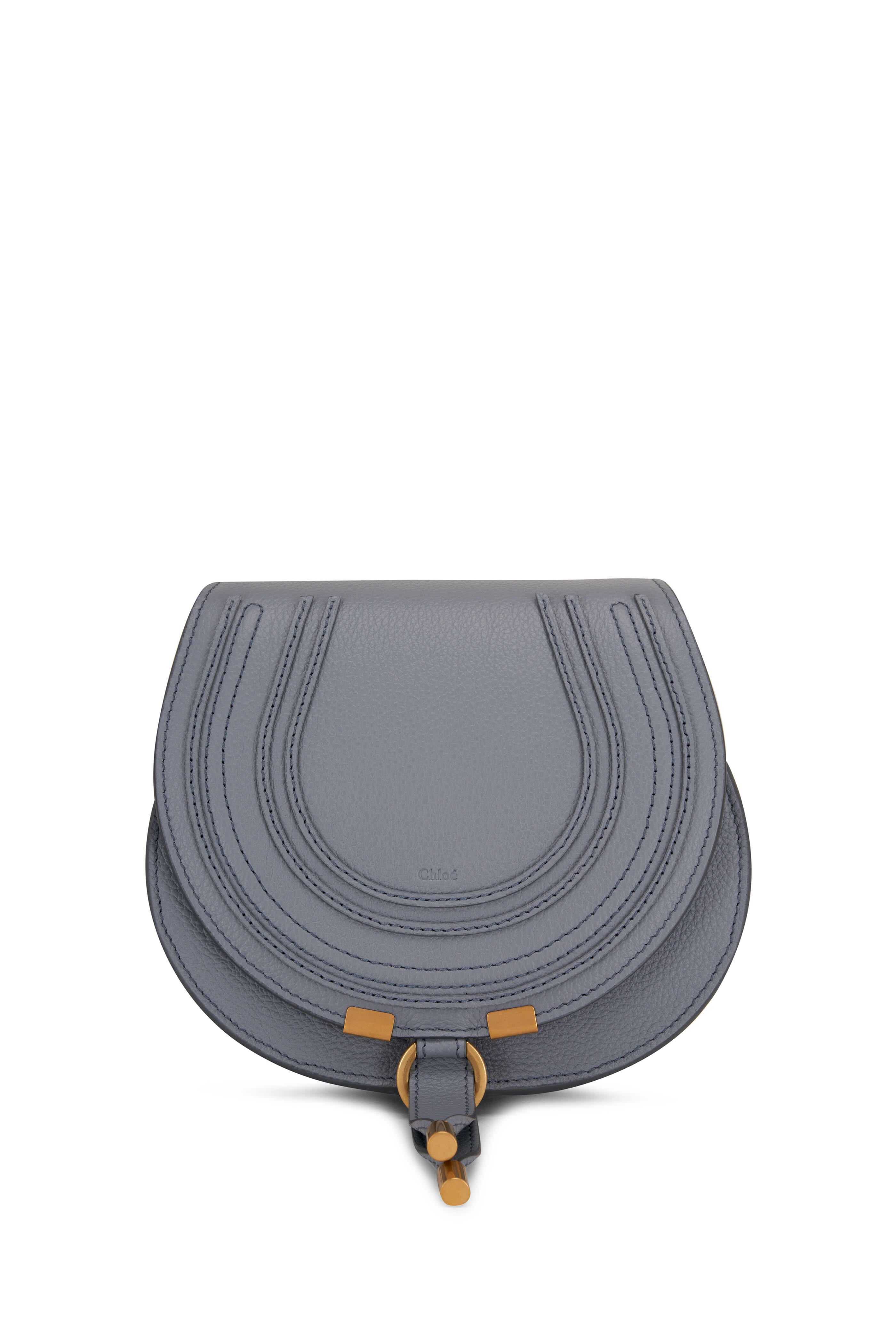 Chloé Small Marcie Bag In Grained Leather in Blue mist