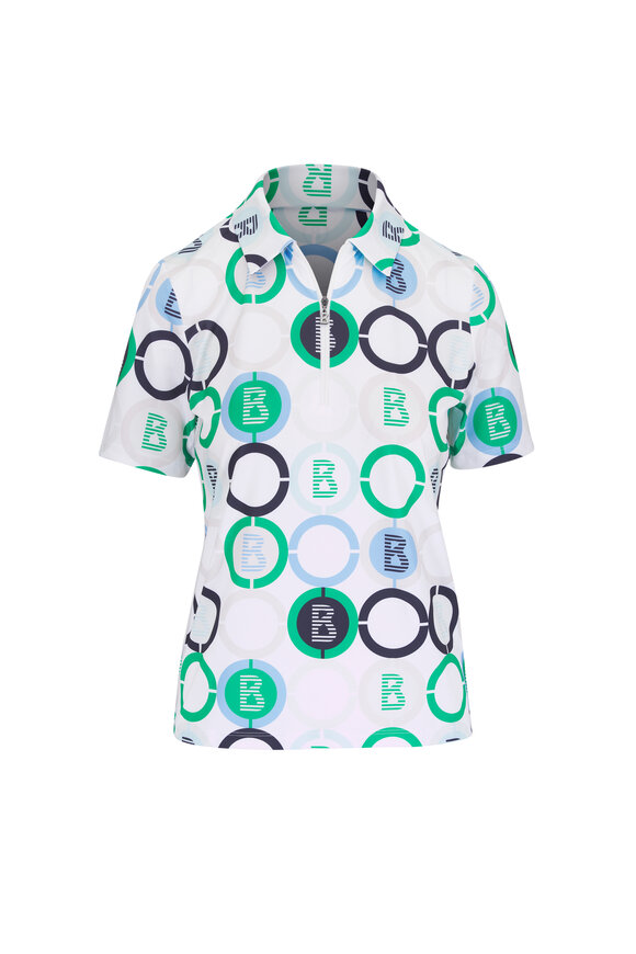 Bogner Taya Green, Blue & Off White Zip Polo - view 1