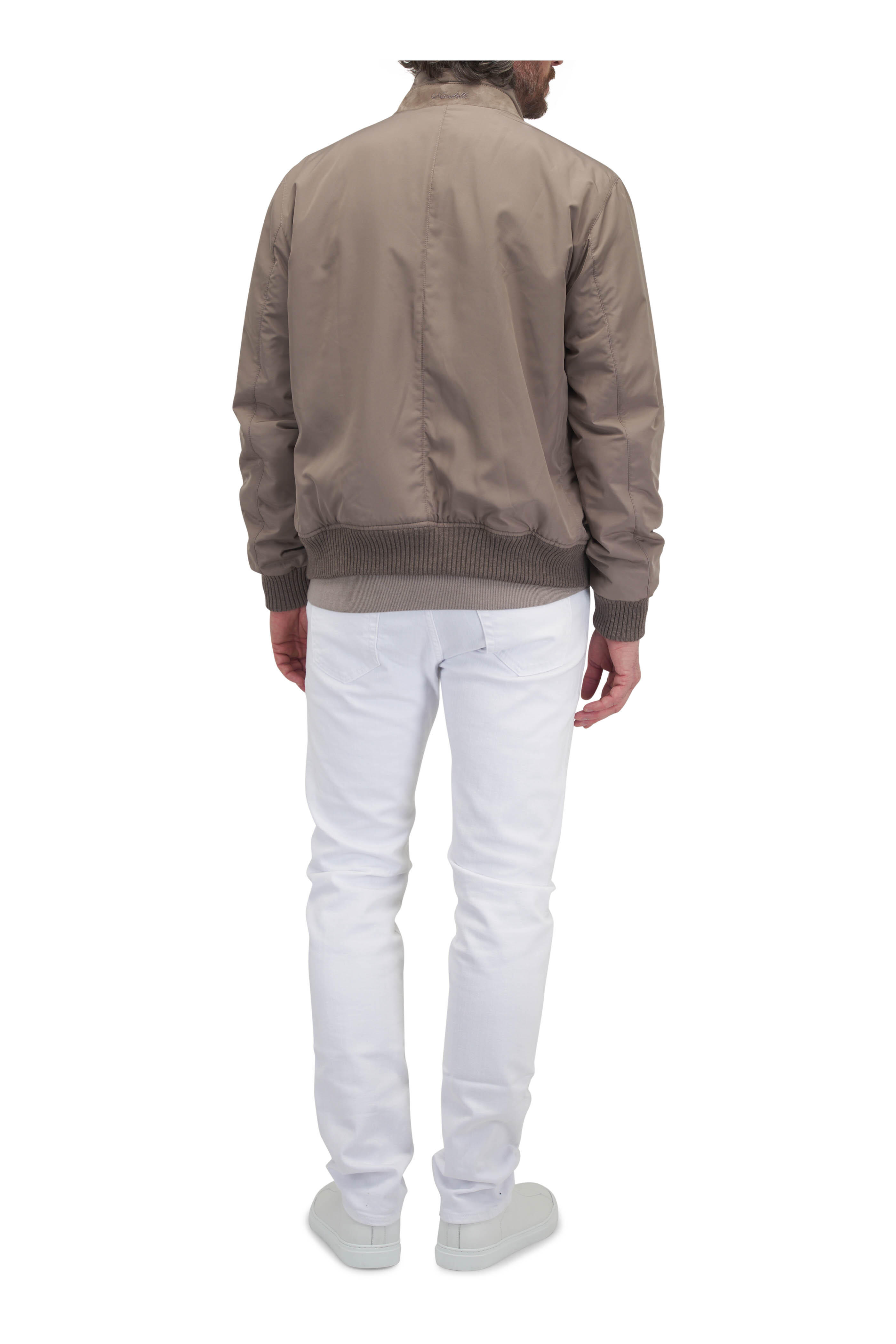 Mandelli - Taupe Cashmere Lined Full Zip Bomber
