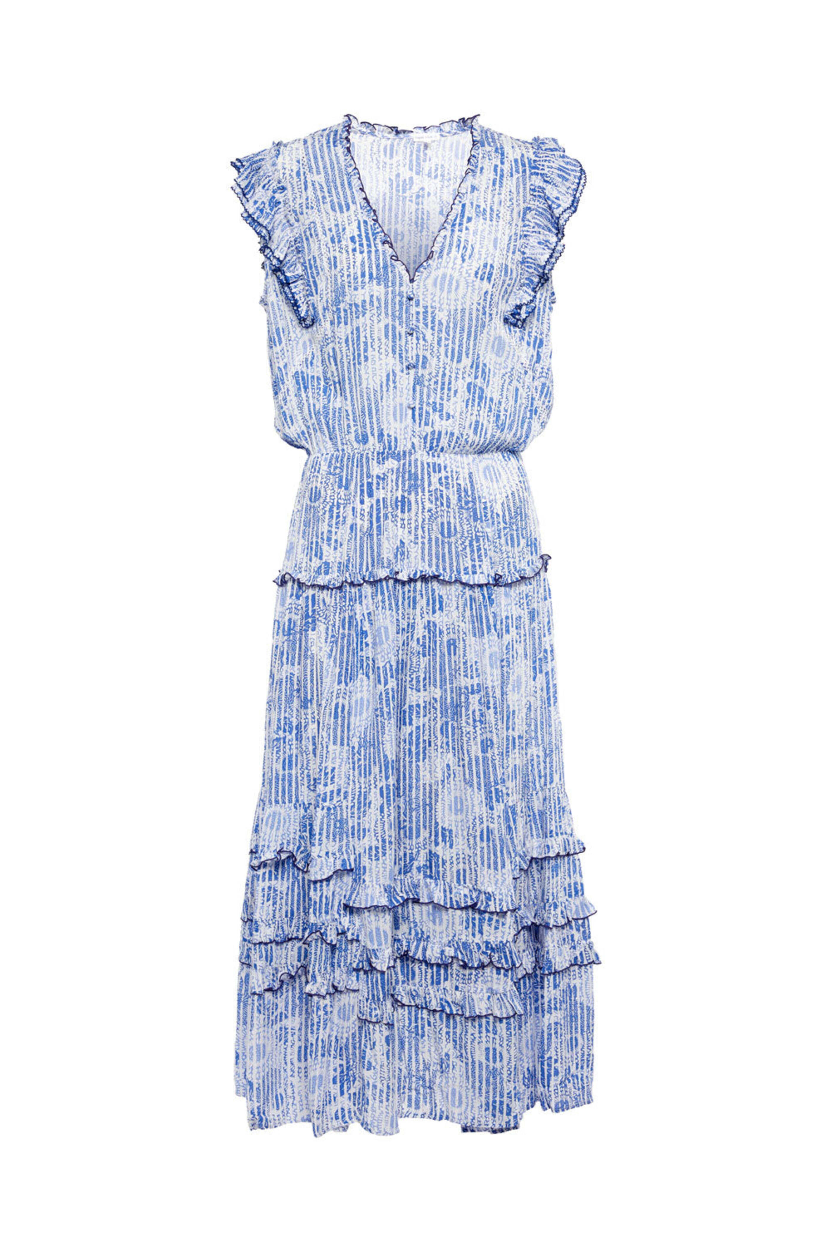 Poupette St Barth - Blue Begonia Paulina V Neck Midi Dress