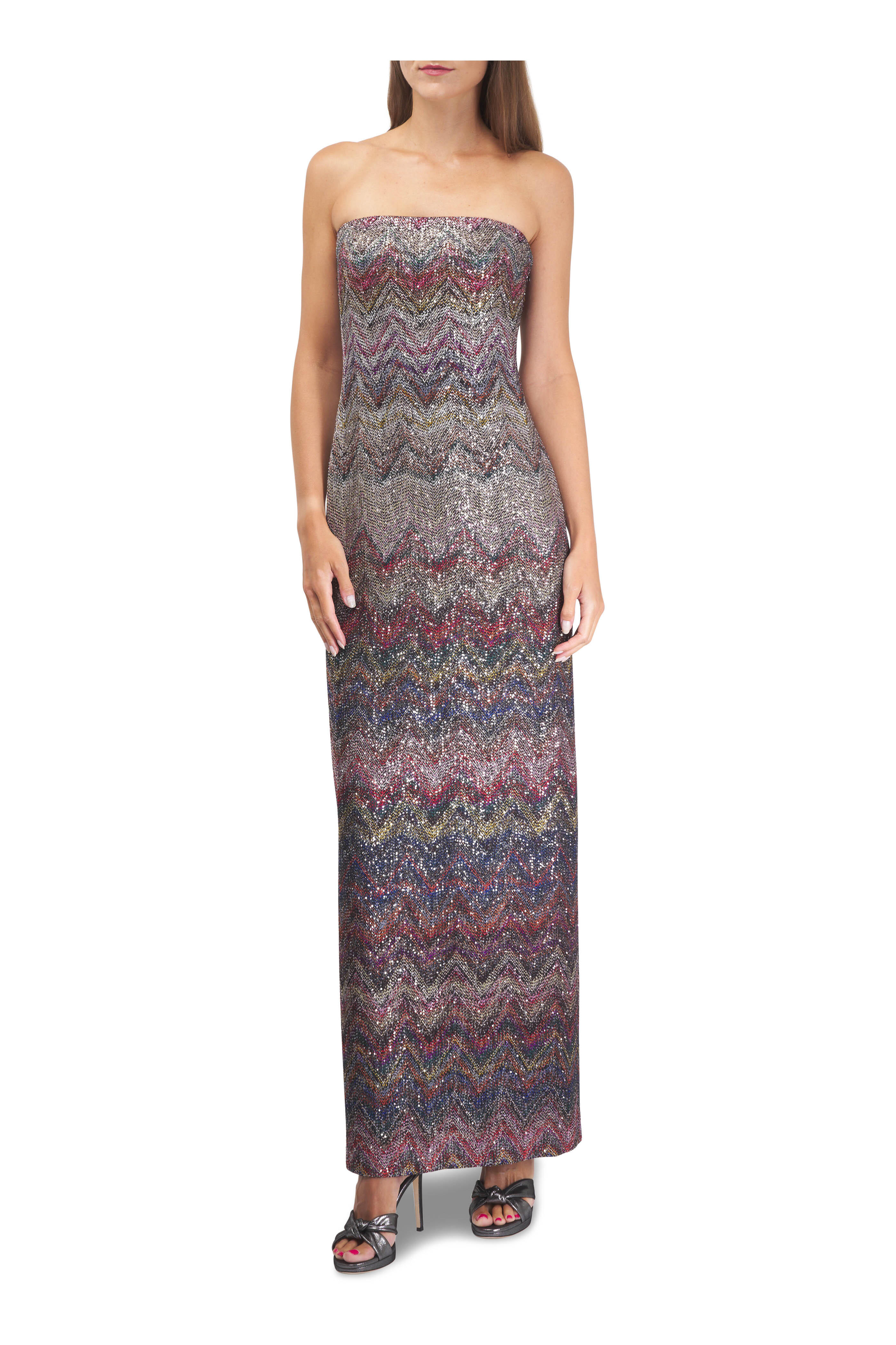 Missoni - Brown Multicolor Embellished Maxi Dress