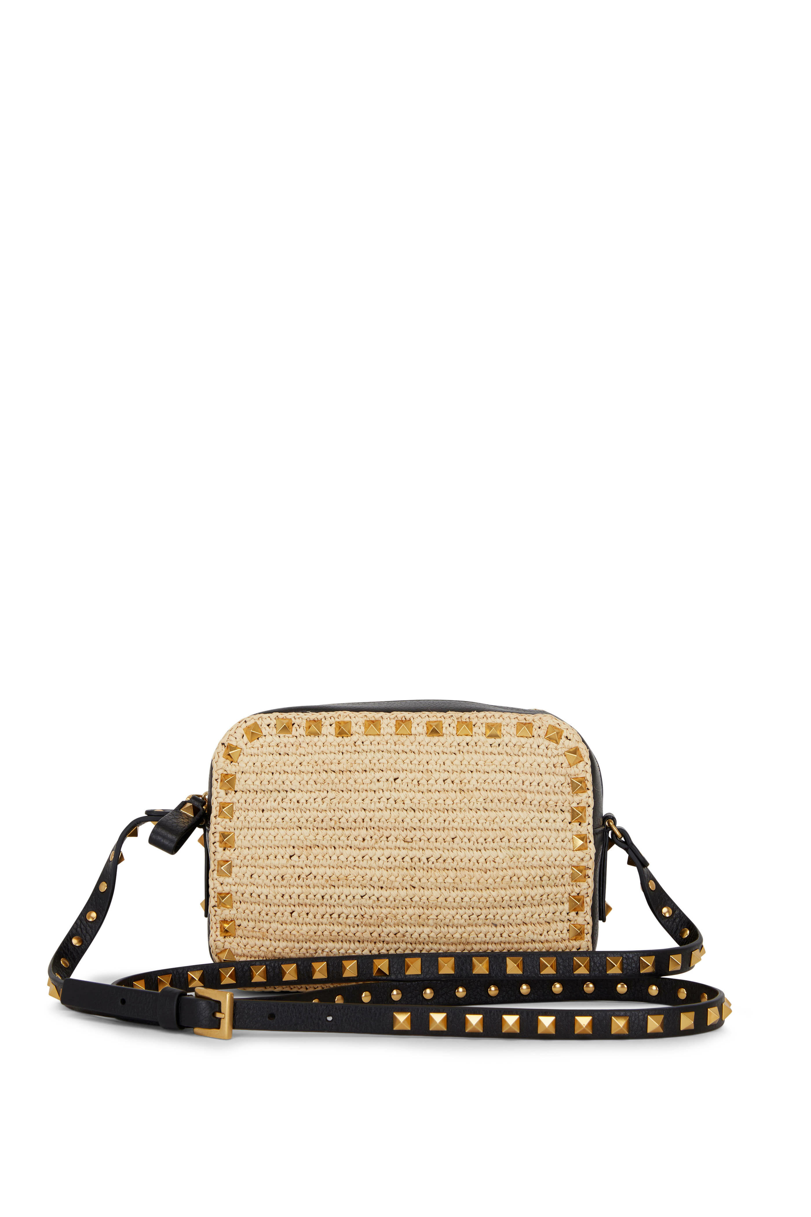 Valentino Garavani - Natural & Black Leather Rockstud Crossbody Bag