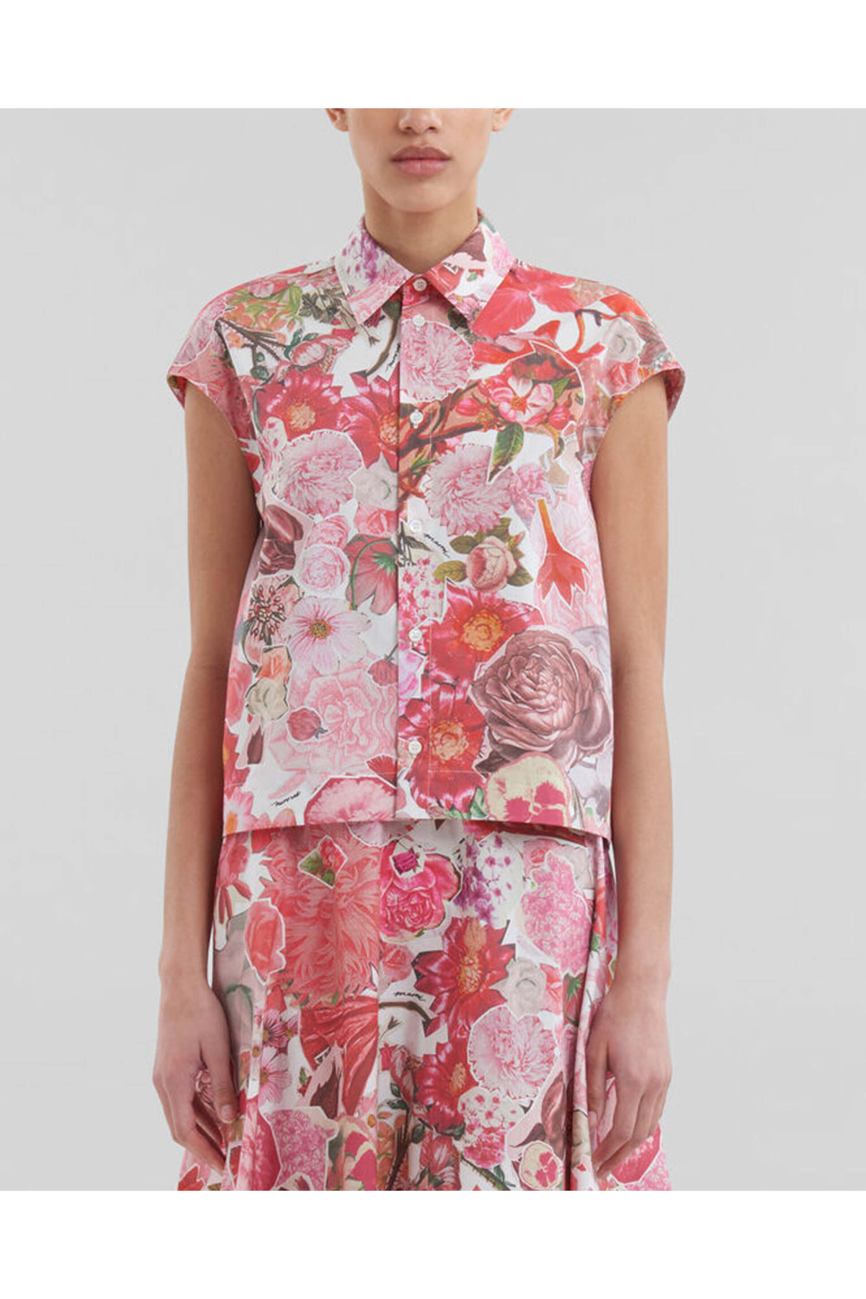 Marni - Pink Clematis Sleeveless Cocoon Shirt | Mitchell Stores