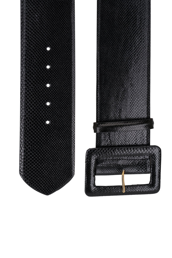 W Kleinberg - Black Textured Wide Belt 