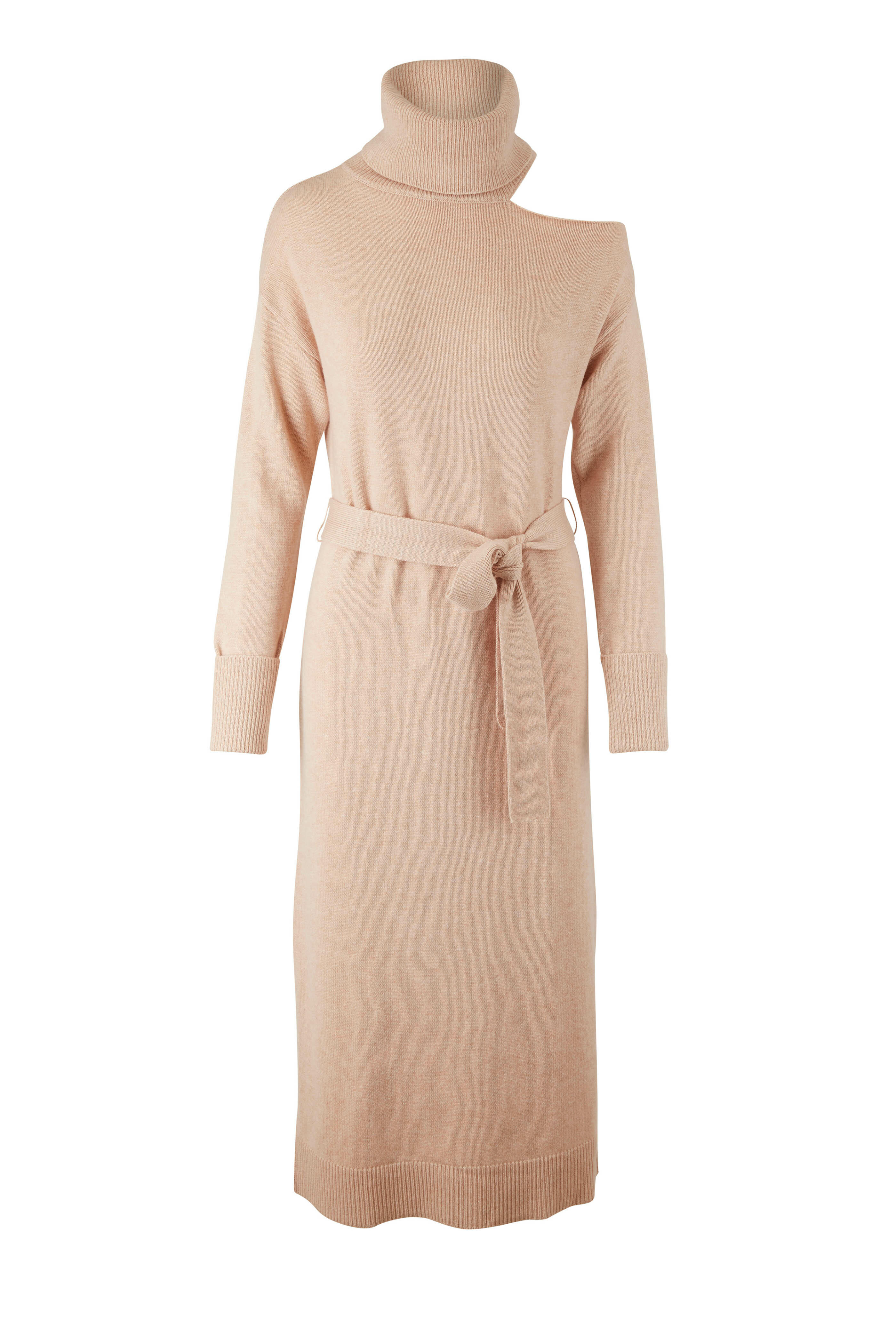 Paige - Raundi Camel Cold Shoulder Turtleneck Dress