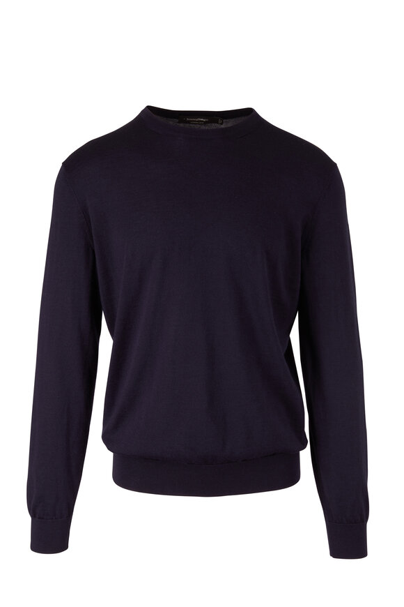 Zegna - Navy Cashmere & Silk Crewneck Pullover