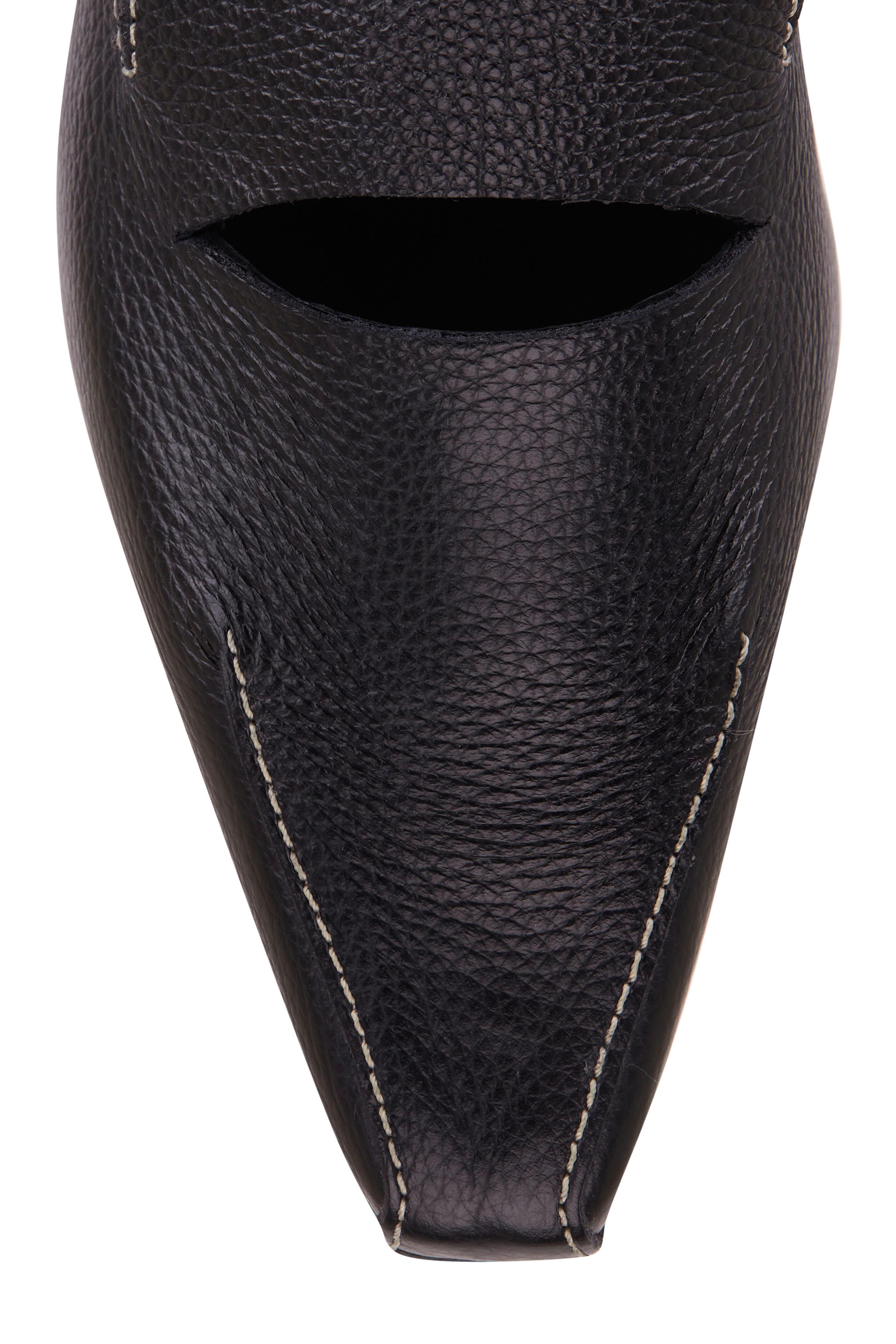 Totême - Black Leather Cutout Kitten Heel Loafer, 40mm