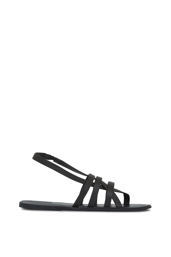 The Row - Dark Brown Leather Flat Sandal