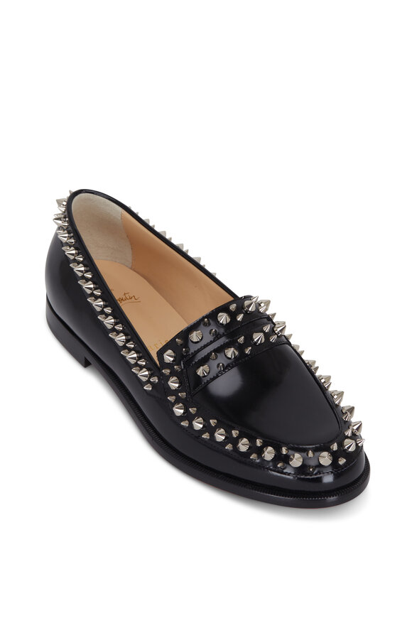 Christian Louboutin - Mattia Spikes Black Patent Spiked Flat Loafer