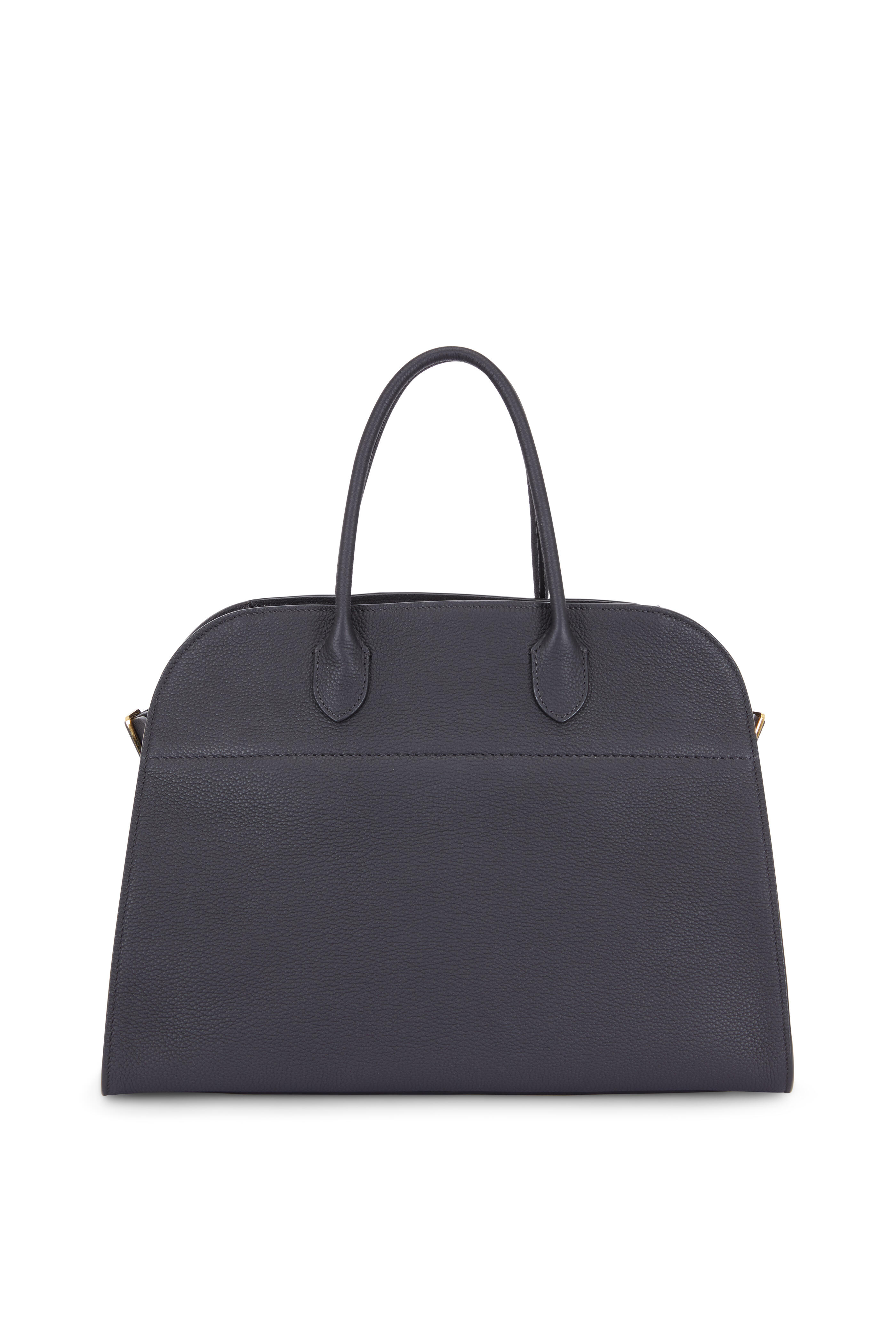 The Row Soft Margaux 15 Suede Satchel in Blue