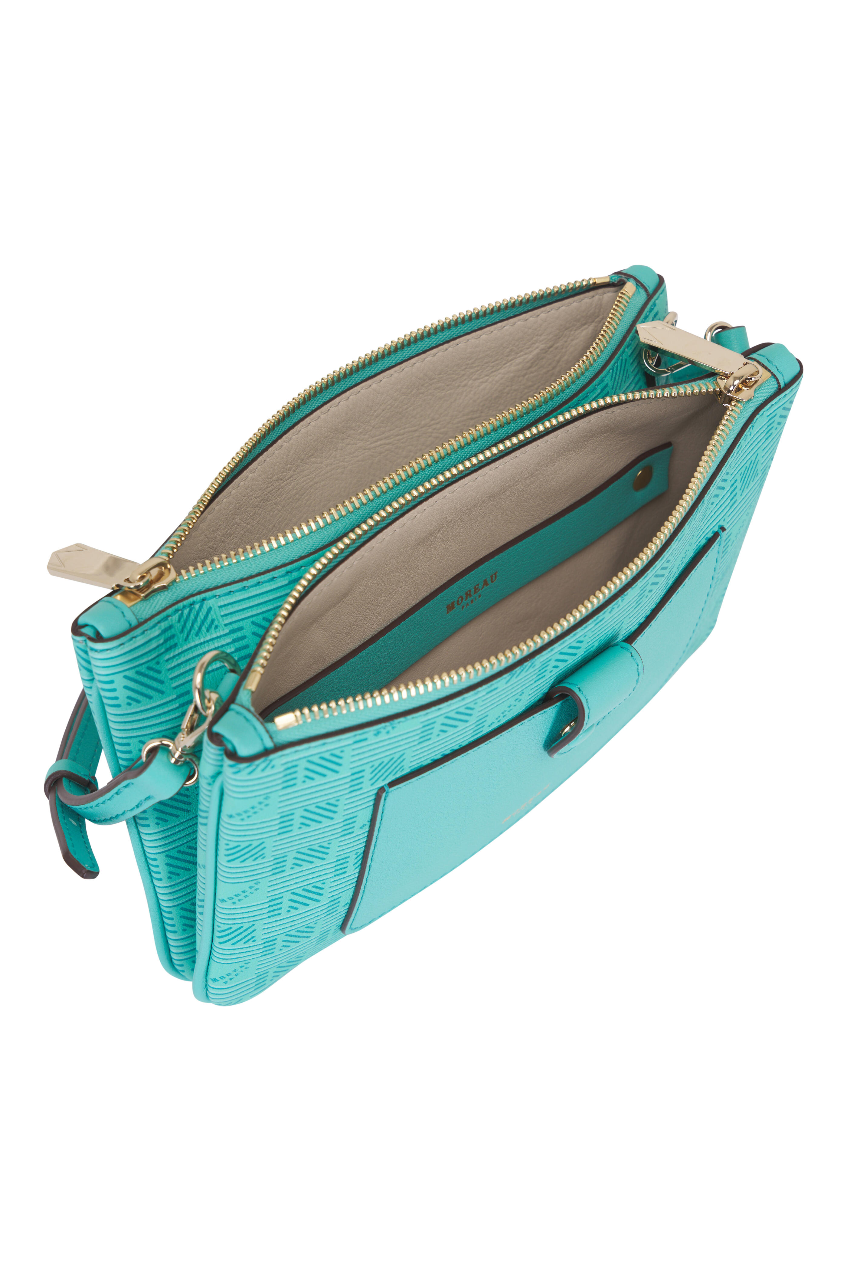 Moreau Paris - Promenade Turquoise Double Pouch Crossbody Bag