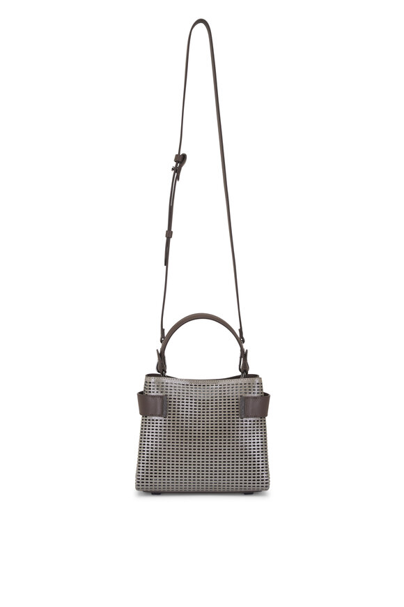 Brunello Cucinelli Mini Safari Laminated & Perforated Leather Tote