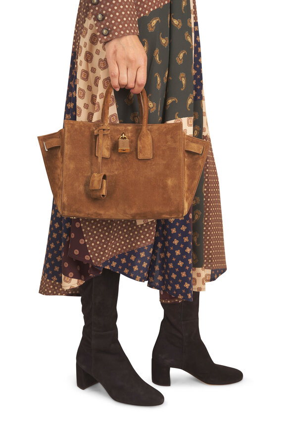 Saint Laurent Sac De Jour Toasted Brown Suede Tote - view 2