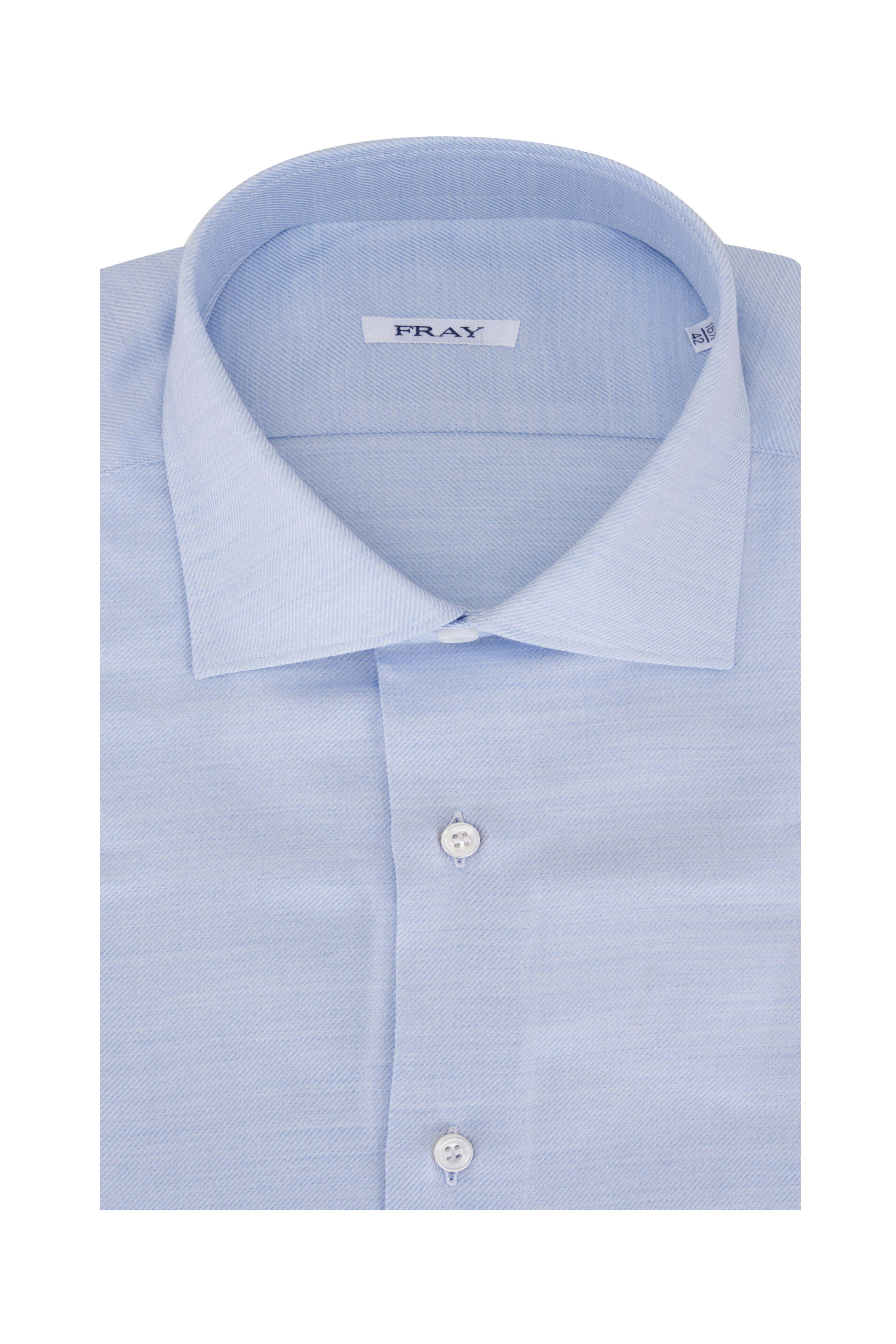 Fray - Solid Light Blue Cotton & Silk Dress Shirt
