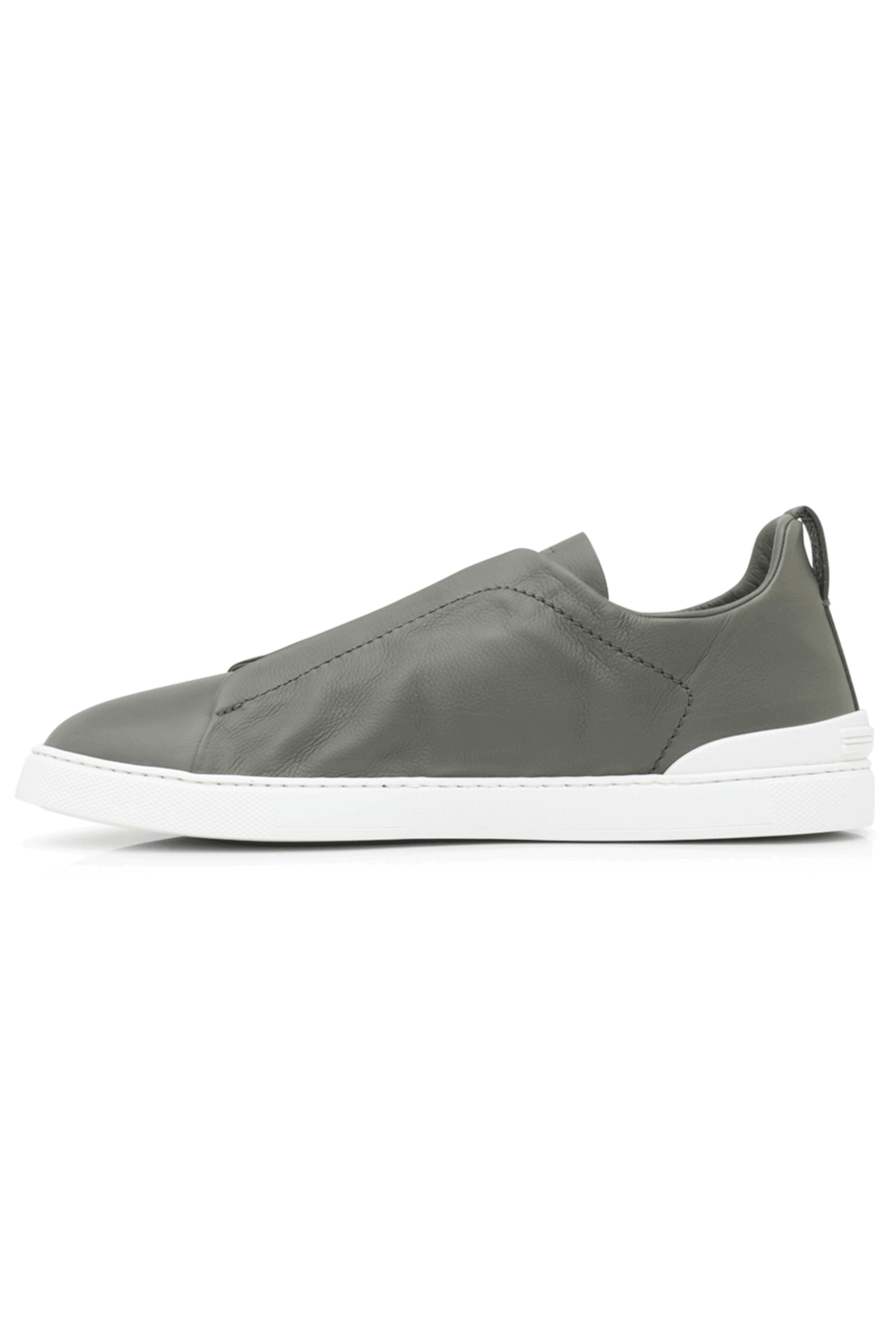 Zegna - Leather Triple Stitch Sneaker in Sage