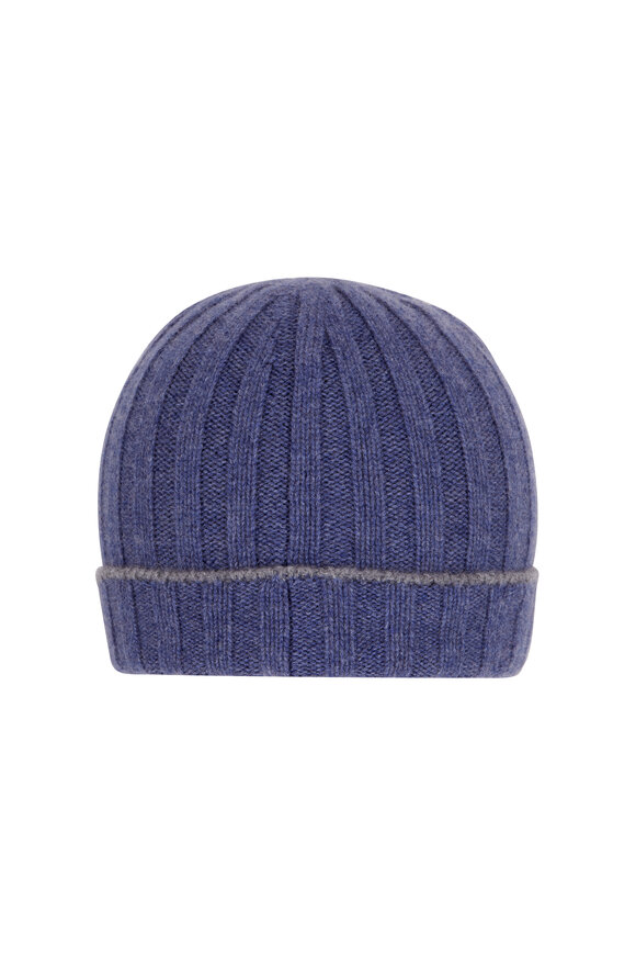 Brunello Cucinelli - Denim Blue Ribbed Cashmere Beanie