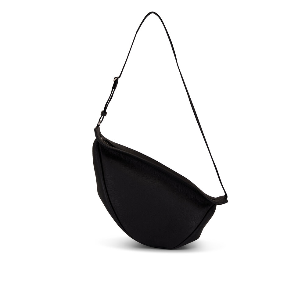 Slouchy Banana Large Leather Crossbody Bag in Black - The Row