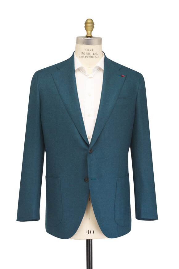 Isaia Marechiaro Teal Wool & Cashmere Sportcoat - view 3