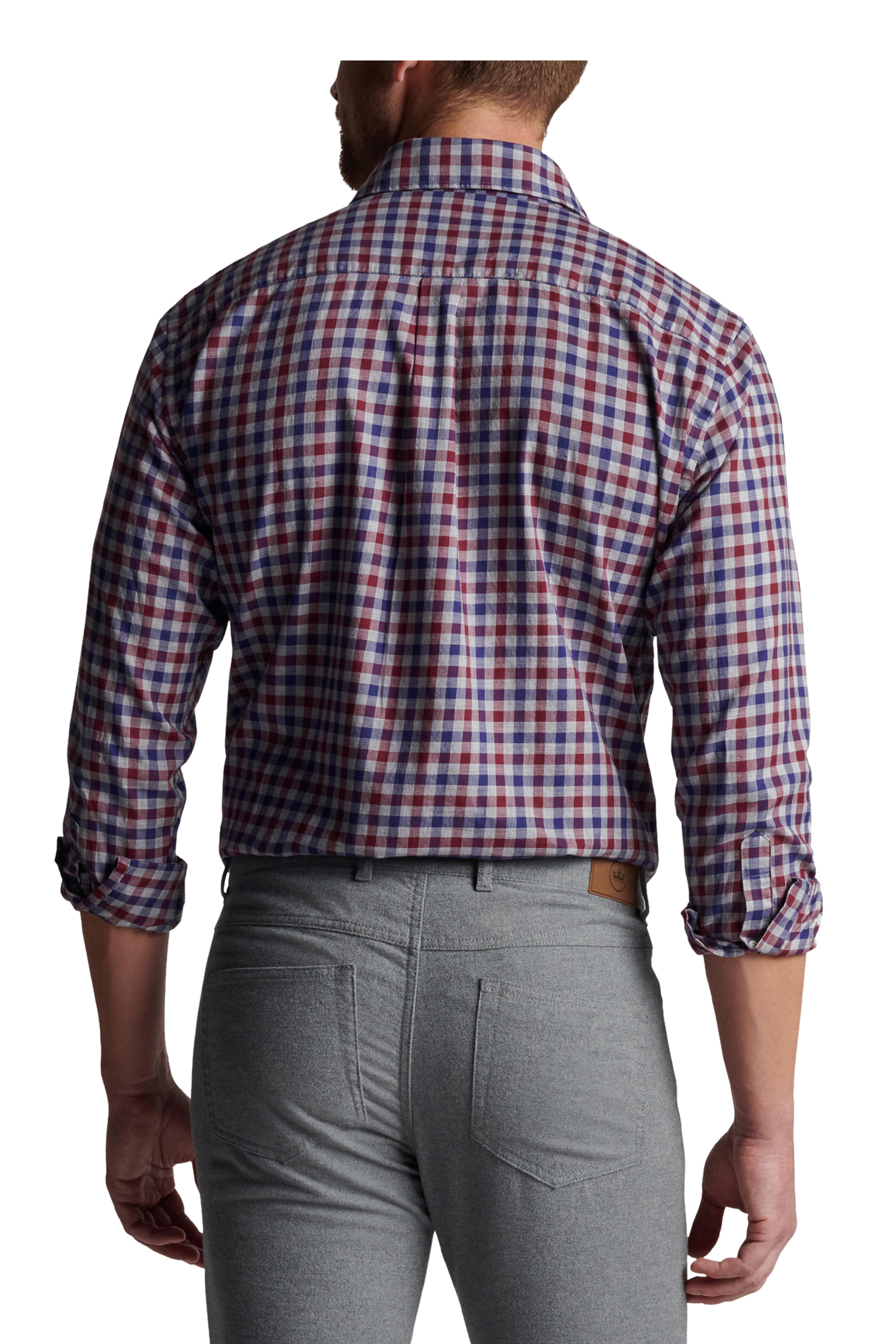 Peter Millar - British Gray Dunbritton Gingham Cotton Sport Shirt