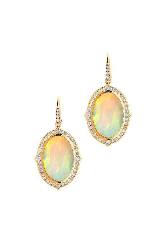 Syna - Kamala Yellow Gold Moon Quartz Diamond Earrings