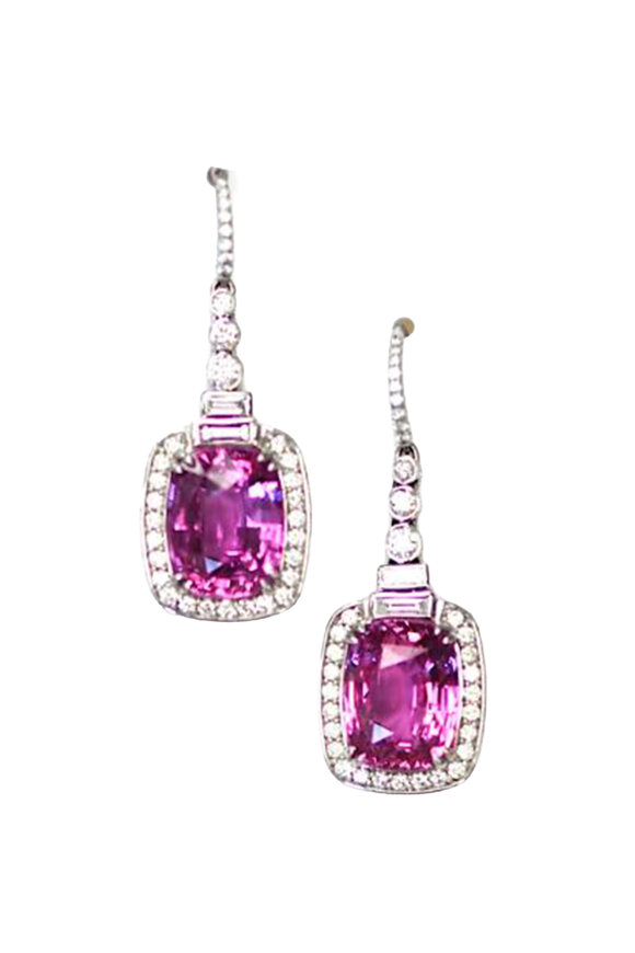 Diana M Jewels 18k White Gold Sapphire & Diamond Halo Earring - view 1