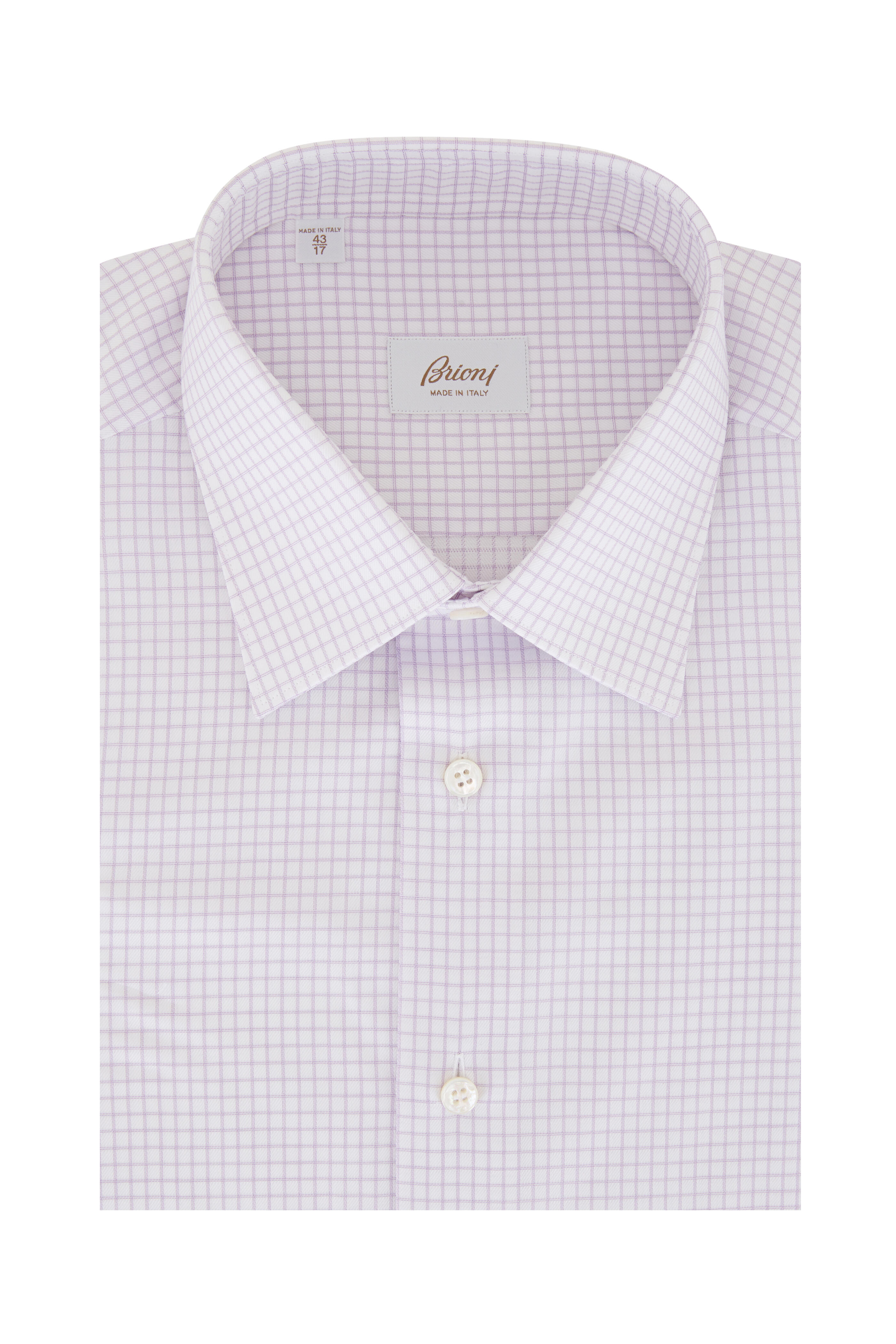 Brioni - Purple Check Cotton Dress Shirt | Mitchell Stores