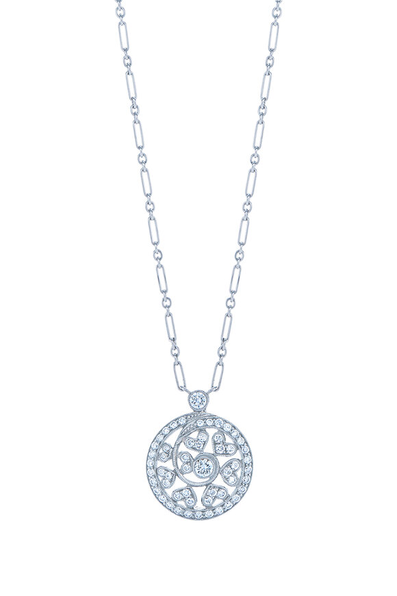 Kwiat - 18K White Gold Diamond Swirl Pendant Necklace
