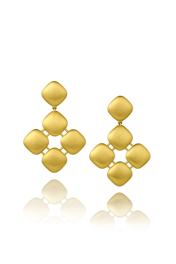 Leigh Maxwell 18k Yellow Gold Cushion Chandelier Earring