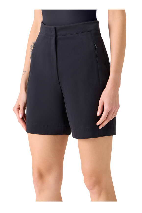 Akris Punto Filia Black High Waist Cotton Gabardine Shorts - view 5