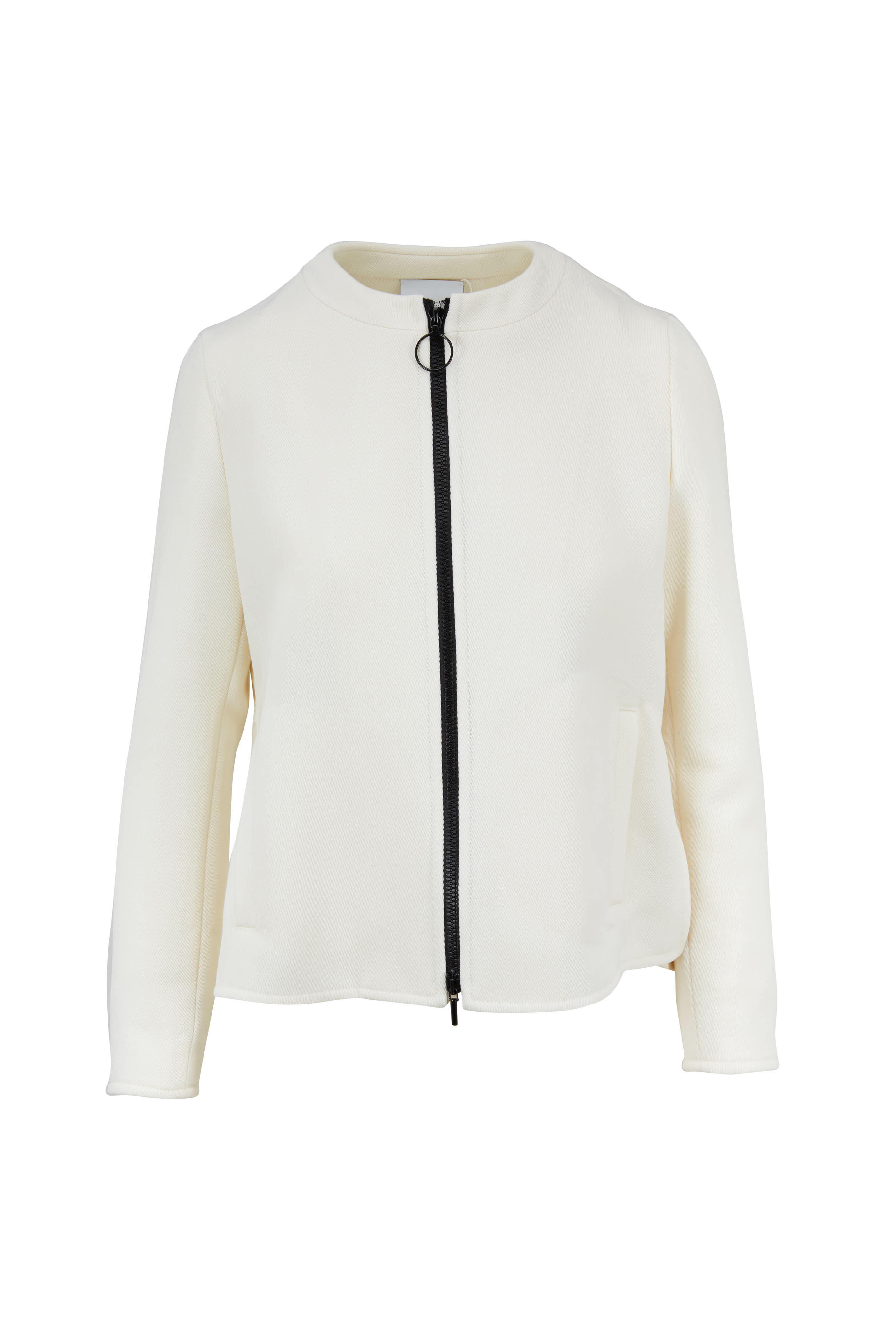 Akris Punto - Cream Wool Contrast Zip Jacket | Mitchell Stores