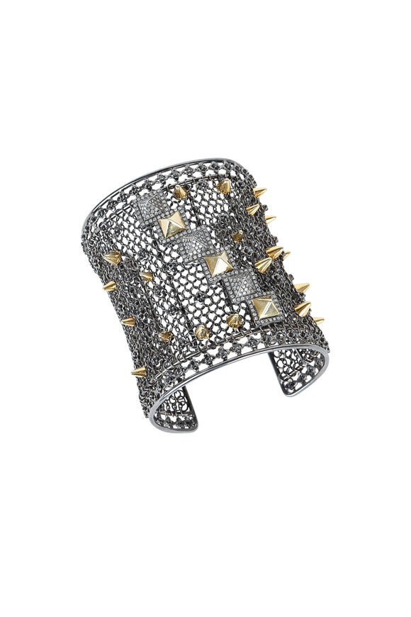 Loren Jewels - Sterling Silver Mesh Chain Link Spike Bracelet