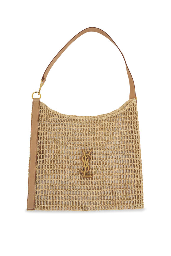 Saint Laurent Oxalis Vintage Brown Raffia Crochet Shoulder Bag  - view 5