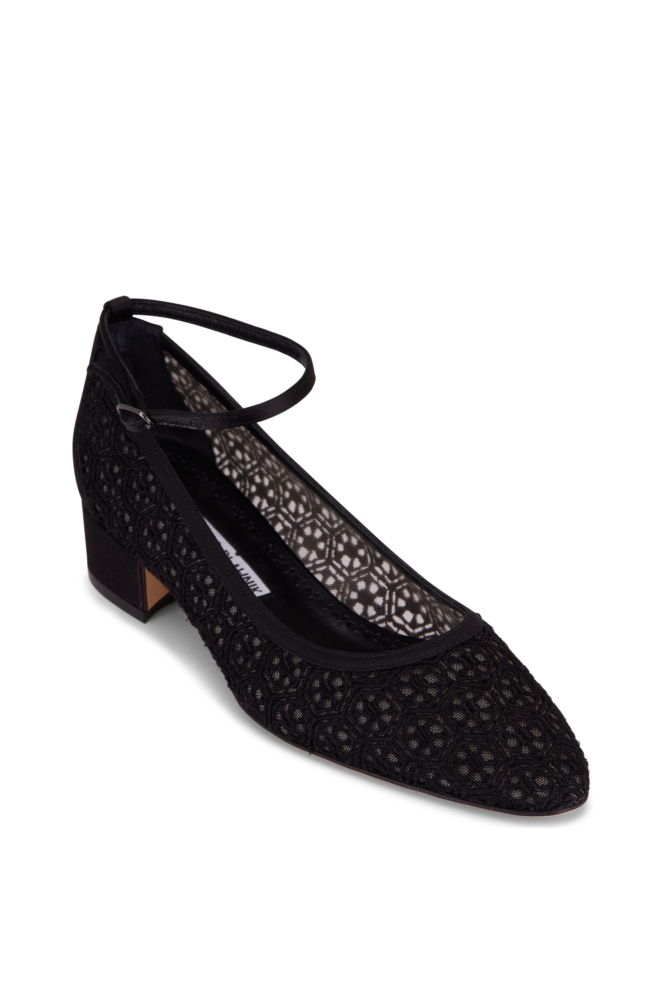 Manolo Blahnik - Listana Black Lace Pump, 30mm