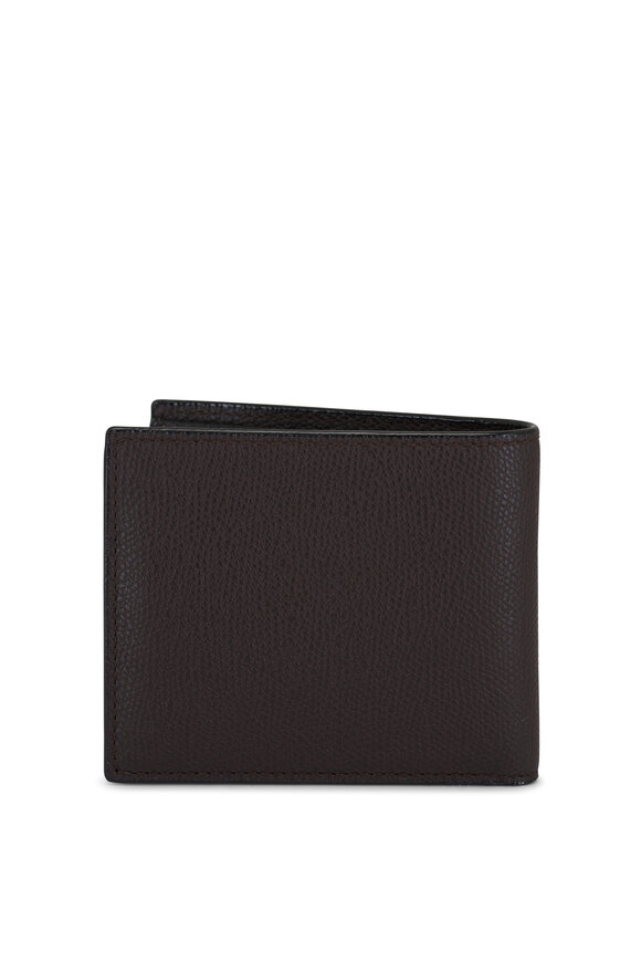 Valextra - Coffee Brown Leather Bi-Fold Wallet