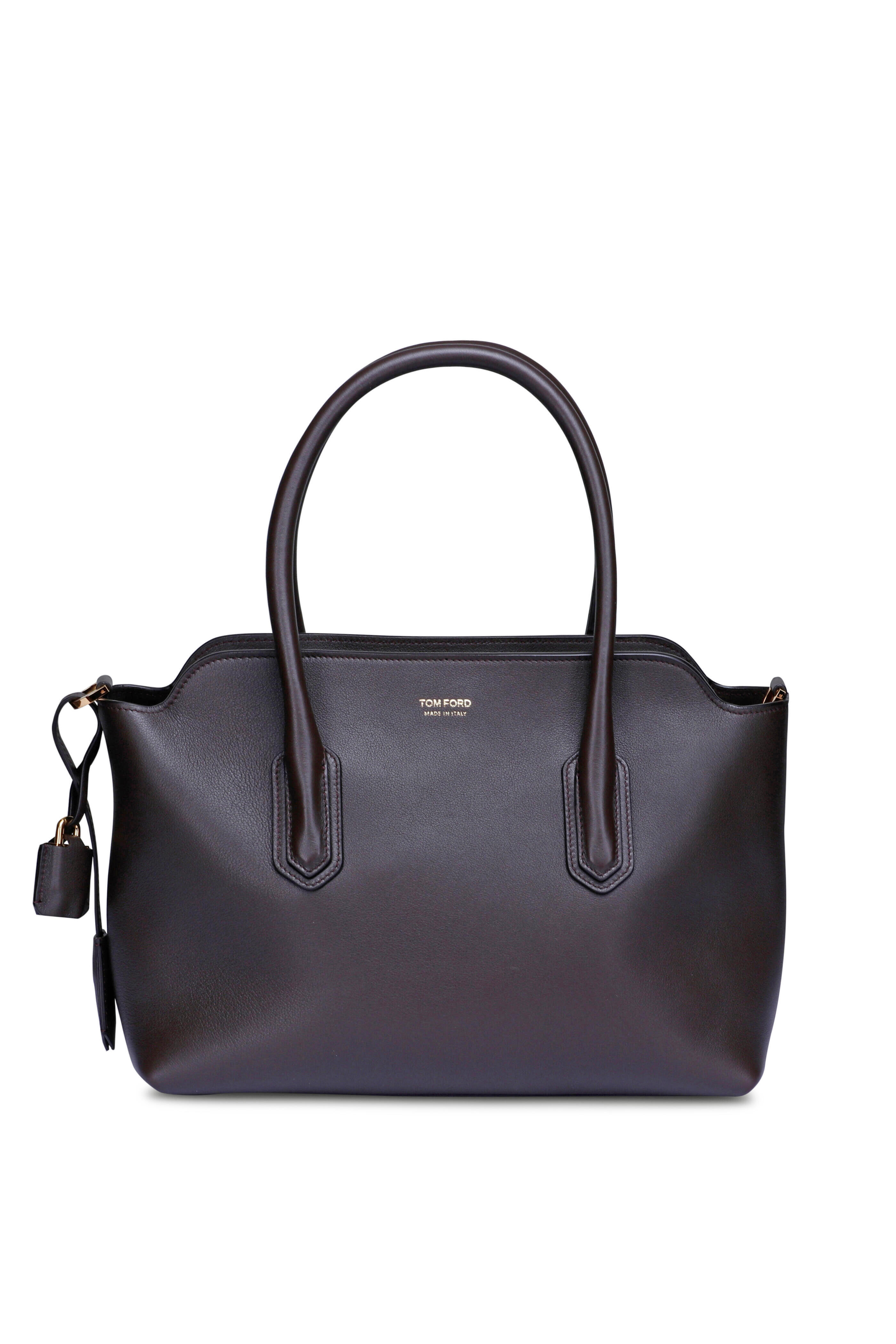 Tom Ford - Alexander Chocolate Leather Top Handle Day Bag