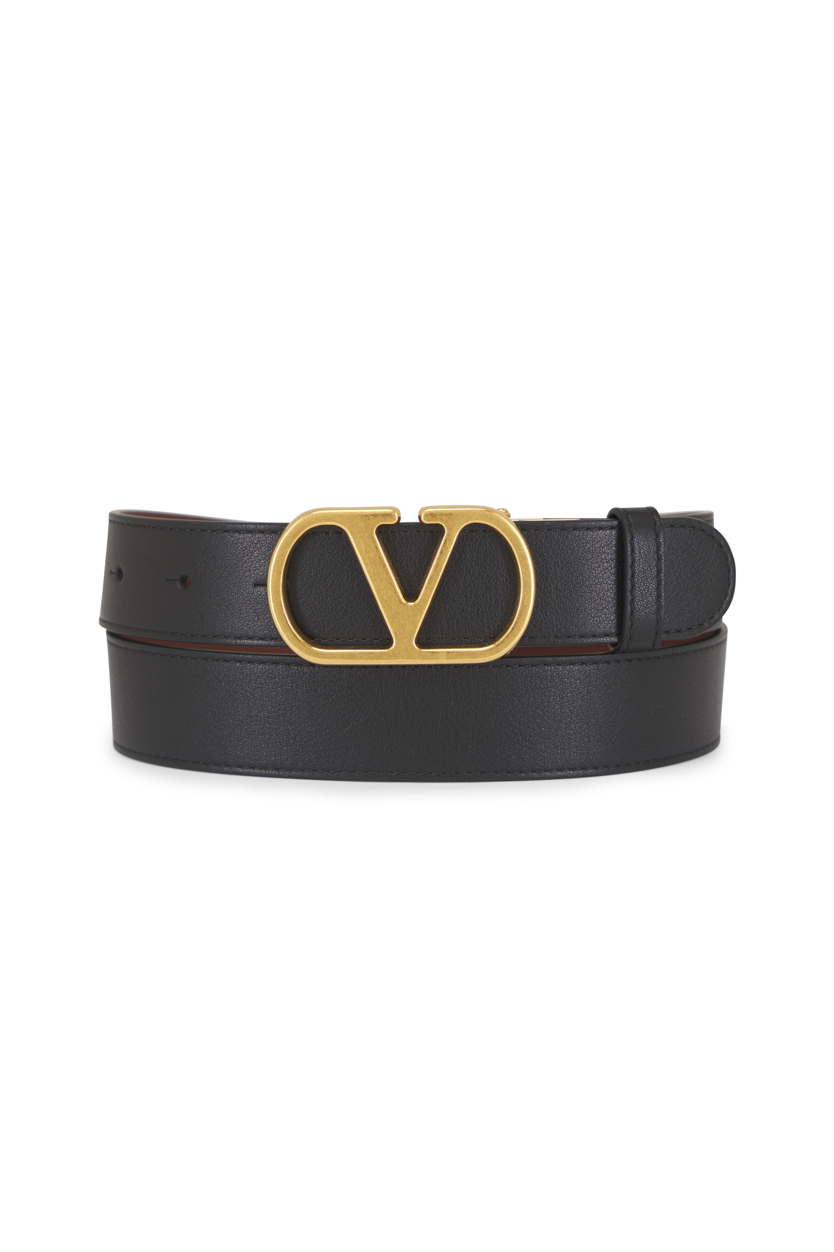 Valentino Garavani - VLogo Black & Deep Caramel Reversible Leather Belt