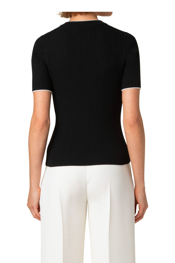 Akris Punto - Black Wool Knit Fitted Top